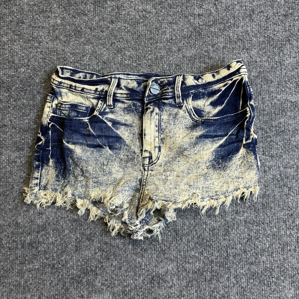 Love Culture Shorts Womens Size S Blue Acid Wash Denim Frayed Hem Stretch